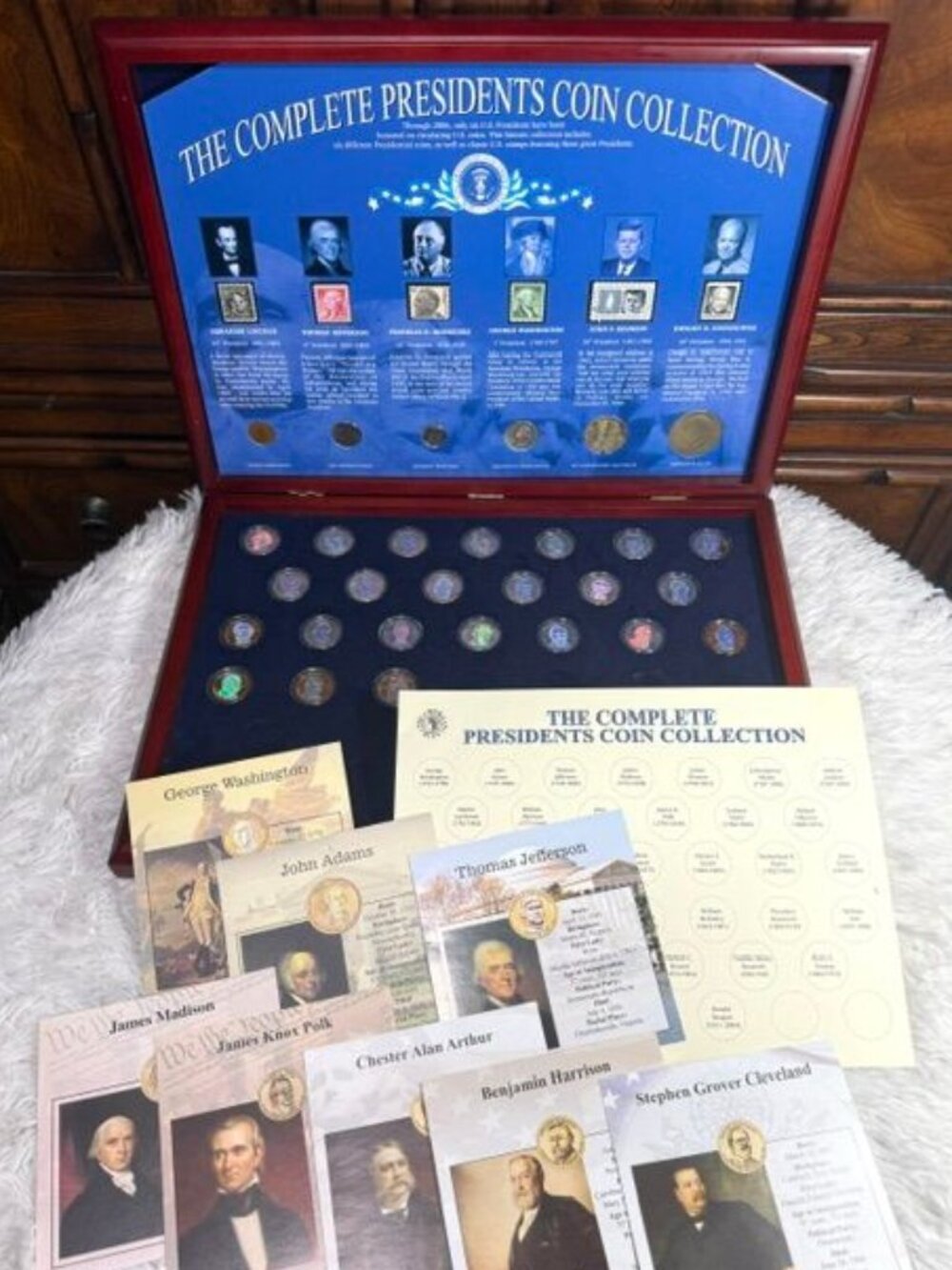 Vintage Morgan Mint Complete Presidents Coin Collection Hologram Coins + Stamps